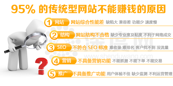 市場95%的傳統網站所存在的問題 市場95%的傳統網站所存在的問題